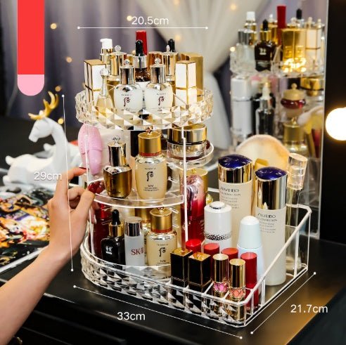 Boîte Cosmétiques Rotative Transparente - Organisateur Maquillage 360° - Saunders Cosmétiques