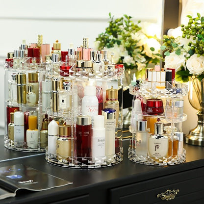 Boîte Cosmétiques Rotative Transparente - Organisateur Maquillage 360° - Saunders Cosmétiques