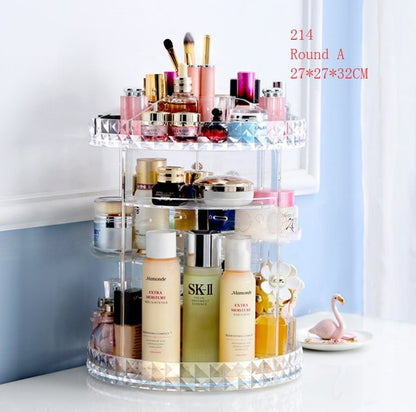 Boîte Cosmétiques Rotative Transparente - Organisateur Maquillage 360° - Saunders Cosmétiques