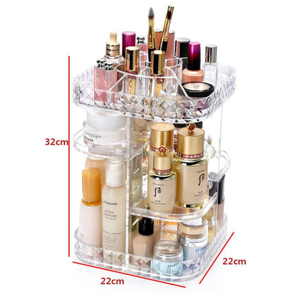 Boîte Cosmétiques Rotative Transparente - Organisateur Maquillage 360° - Saunders Cosmétiques