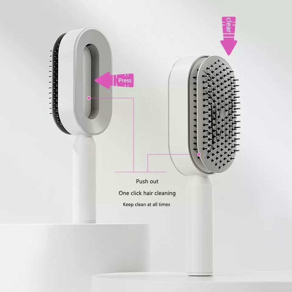 Brosse Démêlante Autonettoyante 3D - Massage du Cuir Chevelu et Stimulation de la Croissance - Saunders Cosmétiques