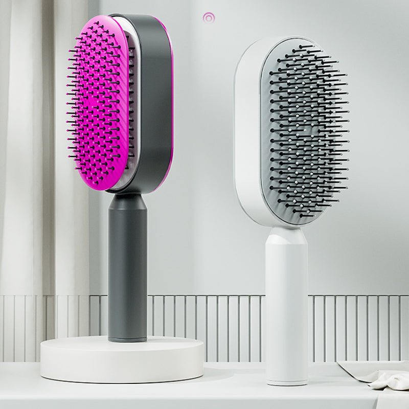 Brosse Démêlante Autonettoyante 3D - Massage du Cuir Chevelu et Stimulation de la Croissance - Saunders Cosmétiques