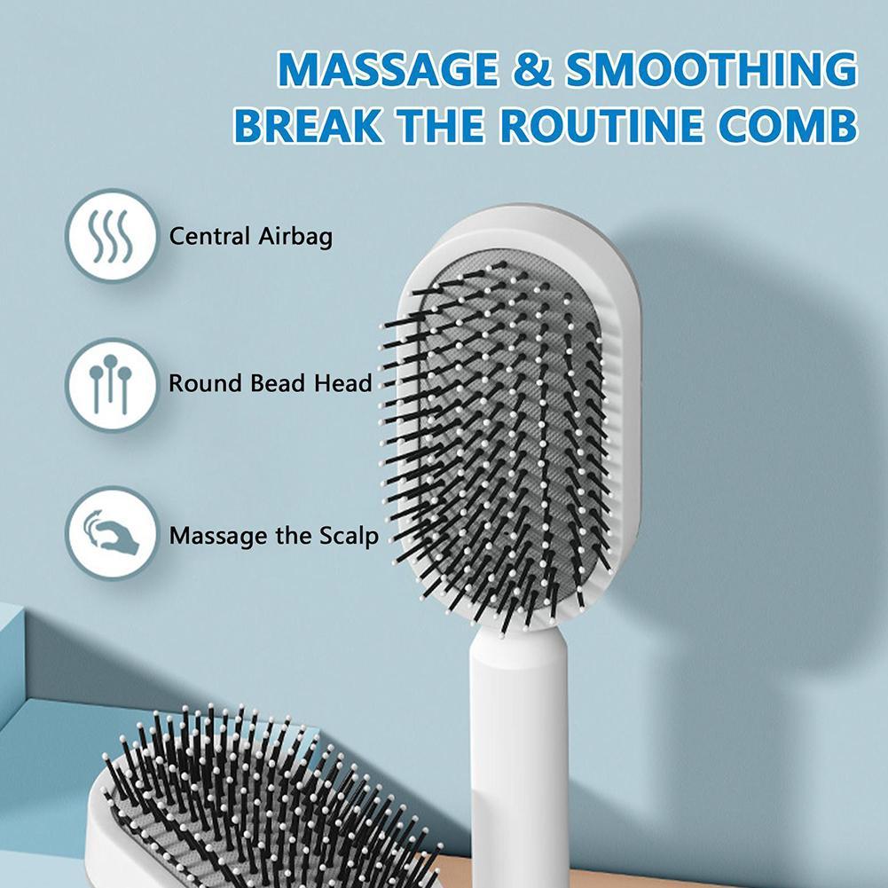 Brosse Démêlante Autonettoyante 3D - Massage du Cuir Chevelu et Stimulation de la Croissance - Saunders Cosmétiques