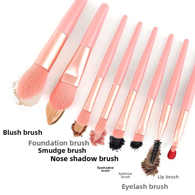 Ensemble de Pinceaux de Maquillage Mini - Kit Professionnel Portable 8 Pièces - Saunders Cosmétiques