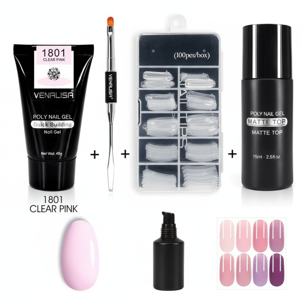 Kit Gel Poly Nail Venalisa - Transparent Extension d'Ongles - Saunders Cosmétiques