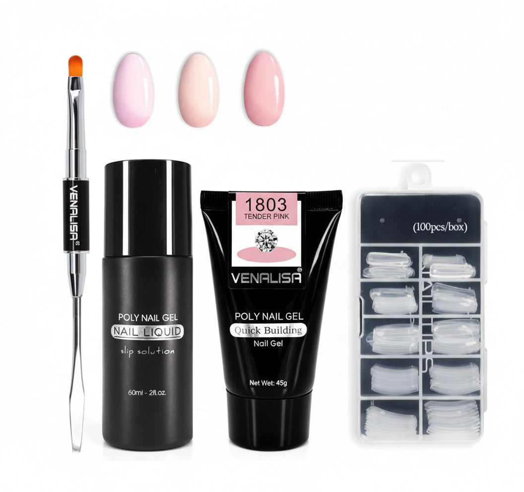 Kit Gel Poly Nail Venalisa - Transparent Extension d'Ongles - Saunders Cosmétiques