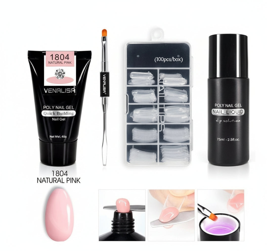 Kit Gel Poly Nail Venalisa - Transparent Extension d'Ongles - Saunders Cosmétiques