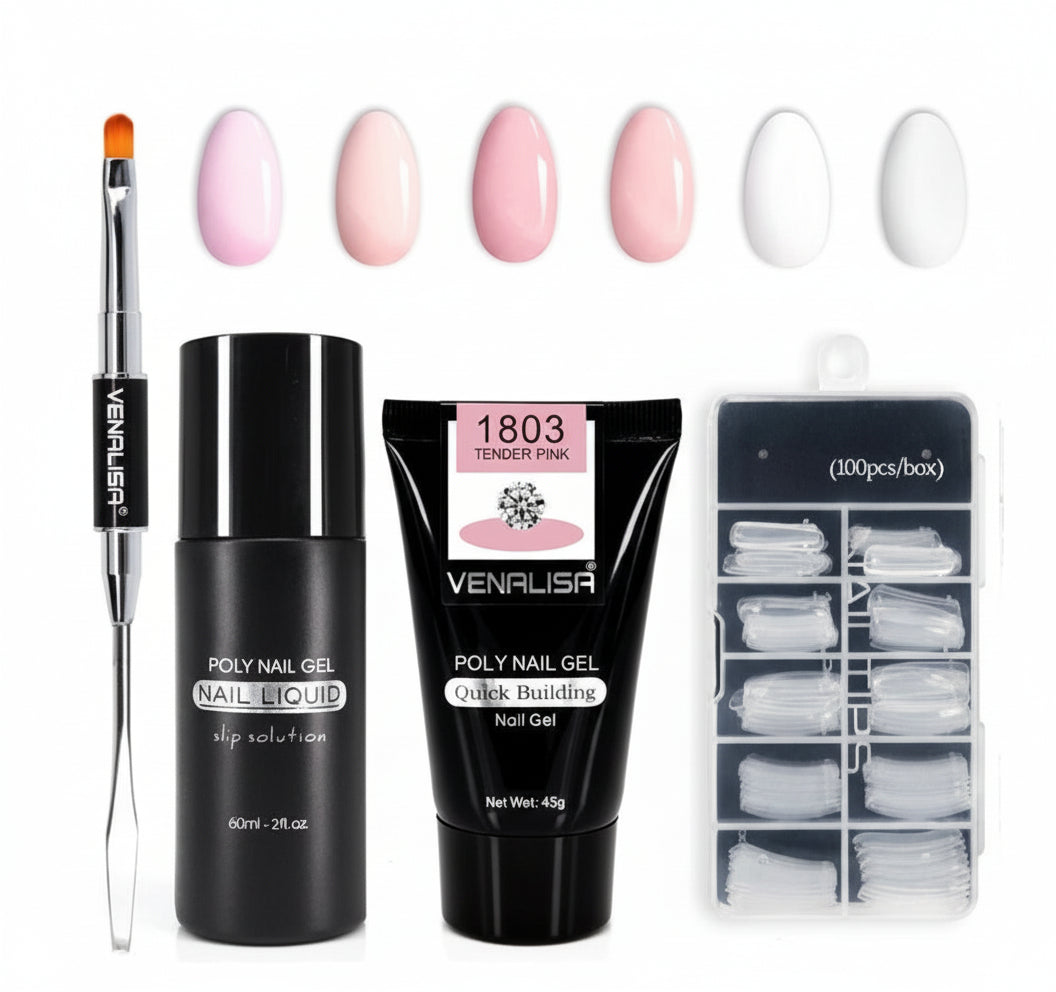 Kit Gel Poly Nail Venalisa - Transparent Extension d'Ongles - Saunders Cosmétiques