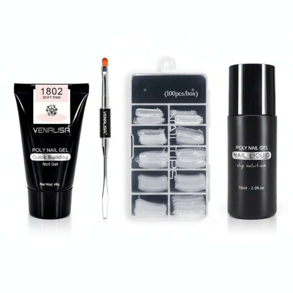 Kit Gel Poly Nail Venalisa - Transparent Extension d'Ongles - Saunders Cosmétiques