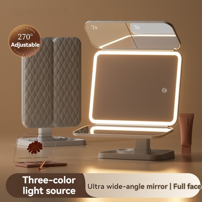 Miroir de Beauté Pliable avec Éclairage LED - Miroir de Maquillage Portable - Saunders Cosmétiques