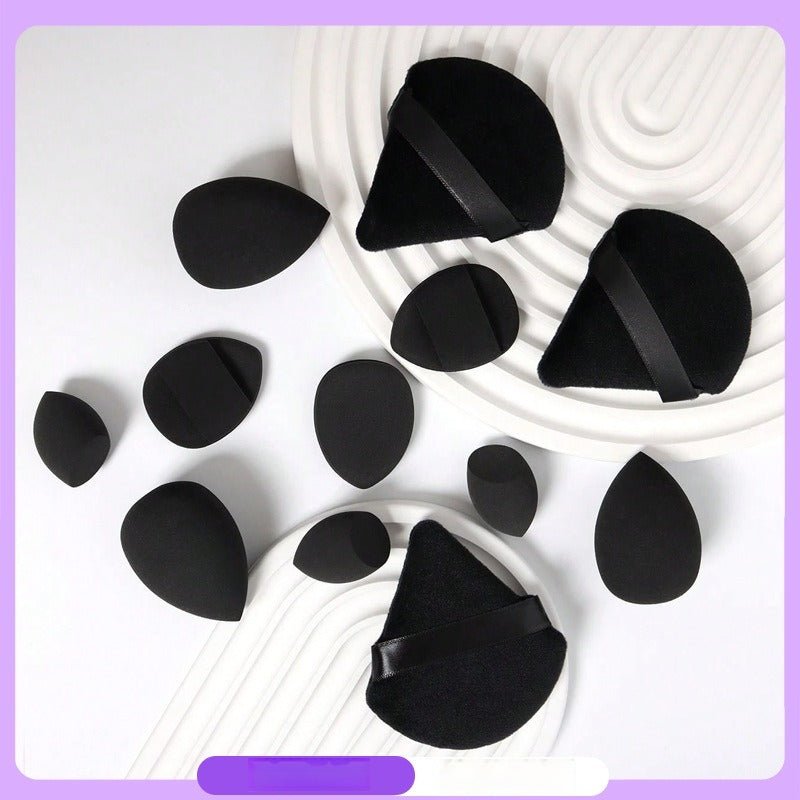 Set de 12 Éponges de Maquillage Professionnelles - Beauty Egg - Saunders Cosmétiques Noires