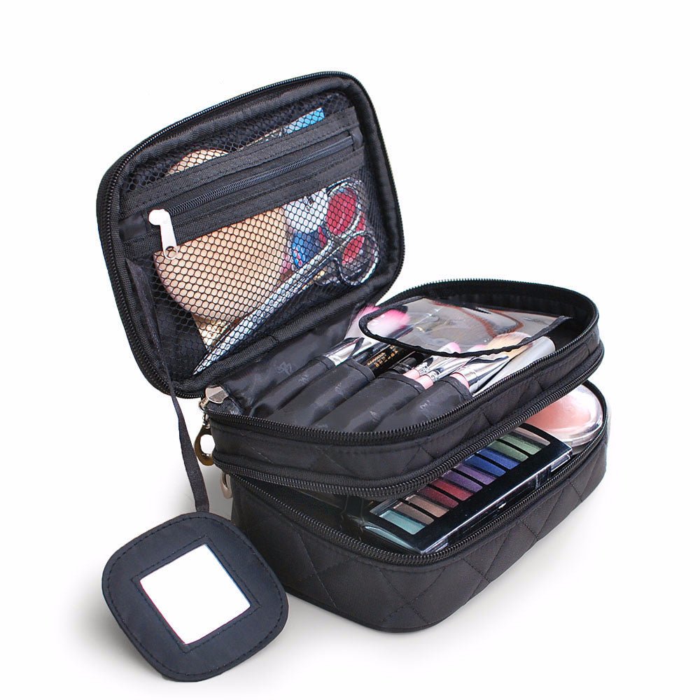 Trousse Cosmétique Double Imperméable Portable - Sac Maquillage Voyage - Saunders Cosmétiques