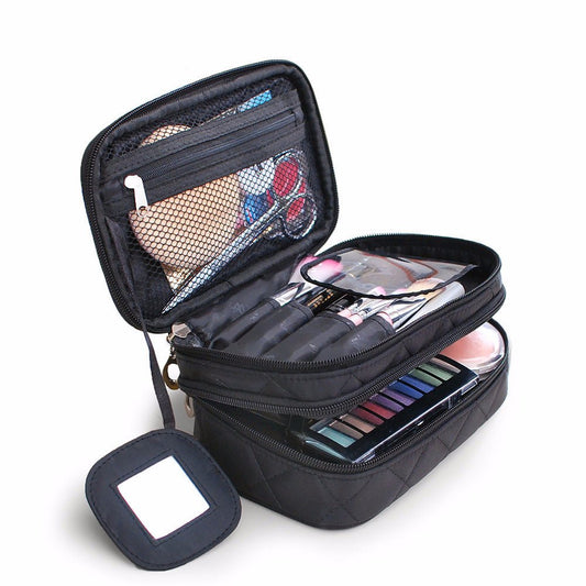 Trousse Cosmétique Double Imperméable Portable - Sac Maquillage Voyage - Saunders Cosmétiques