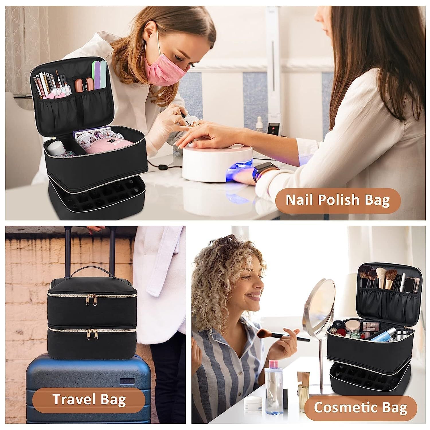 Trousse de Rangement pour Vernis à Ongles - Organisateur Cosmétique Manucure - Saunders Cosmétiques
