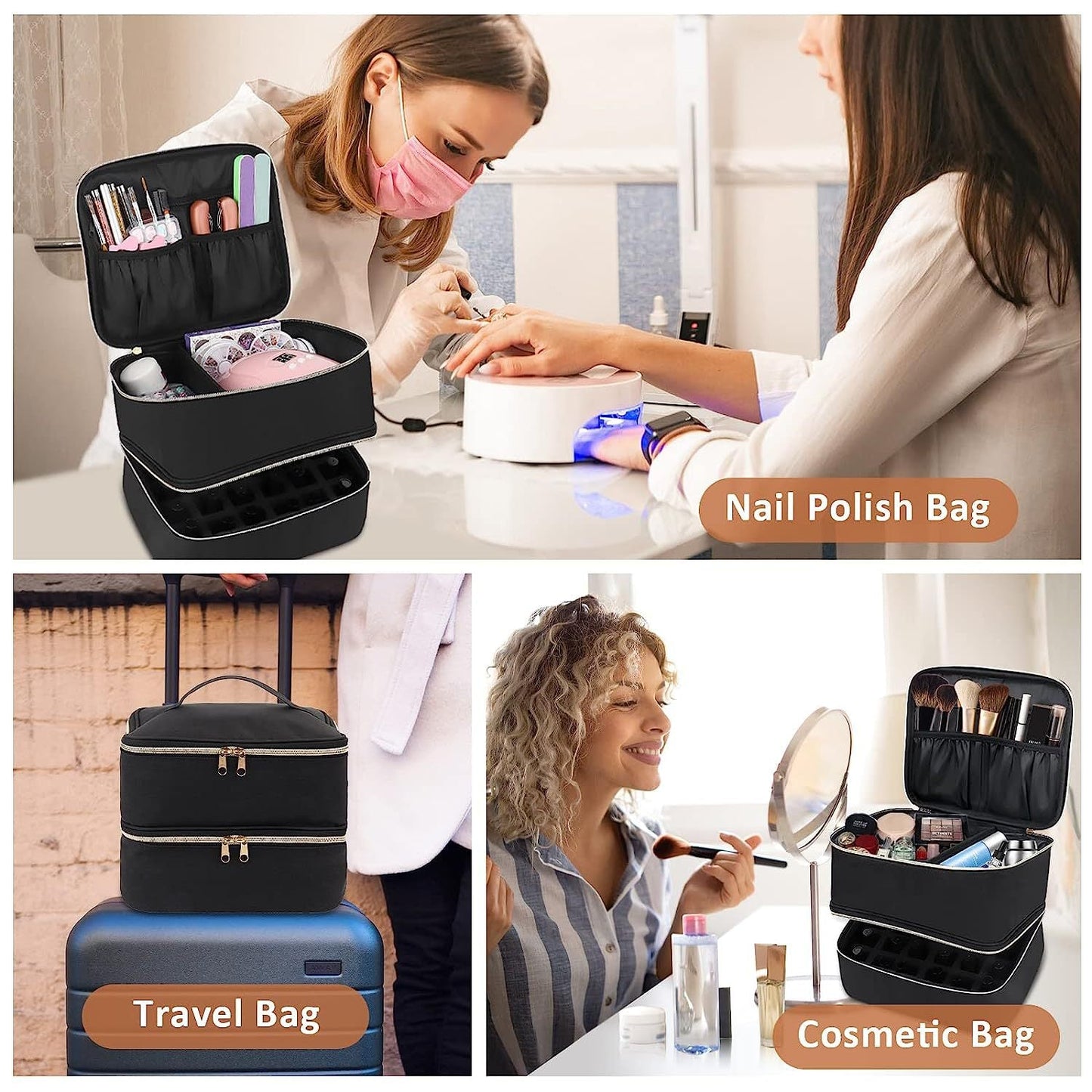 Trousse de Rangement pour Vernis à Ongles - Organisateur Cosmétique Manucure - Saunders Cosmétiques