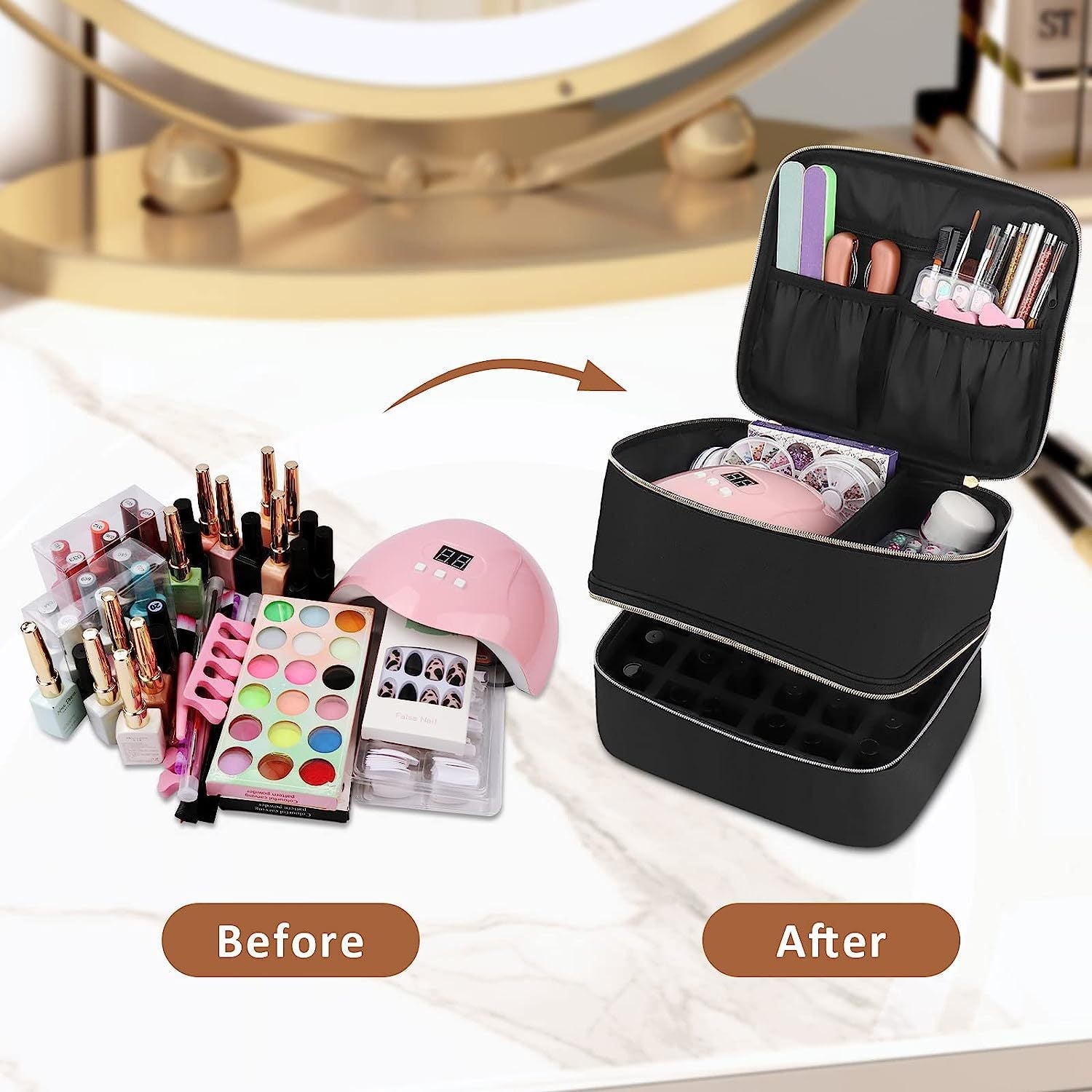Trousse de Rangement pour Vernis à Ongles - Organisateur Cosmétique Manucure - Saunders Cosmétiques